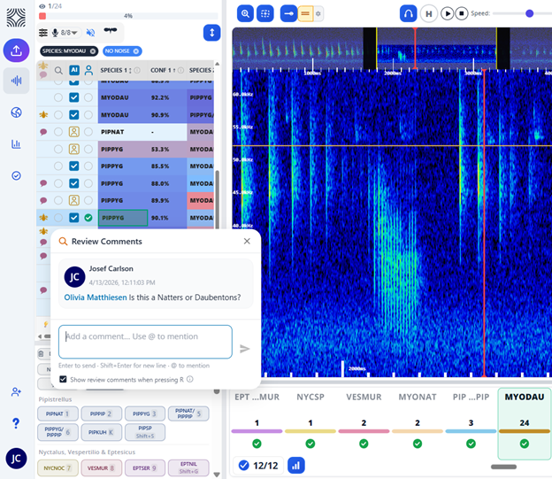 Spectrogram with comments